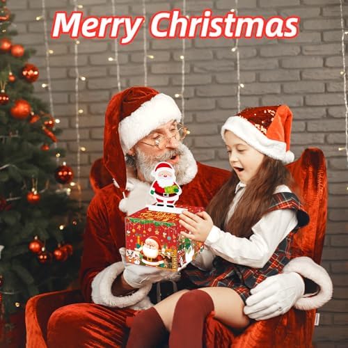 Christmas Money Box for Cash Gift Pull - Christmas Surprise Money Gift Box for Boys Girls - DIY Money Pull Box with 100Pcs Transparent Bags - BestGift for Kids Adults - Red