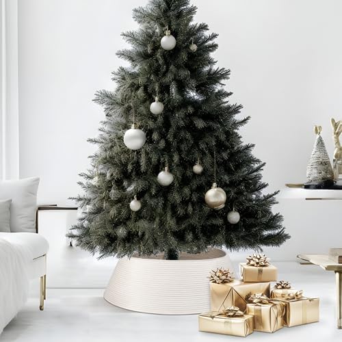 Beautiful Christmas Tree Collar - Modern 28" Cotton Rope Tree Ring - Easy to Set Up Christmas Skirt Enhances Your Holiday Home Decor