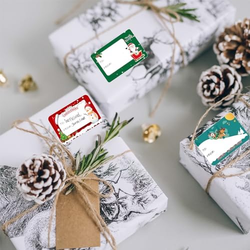 120 PCS Christmas Tags Stickers, Merry Xmas Gift Tags & Labels Christmas Stickers Labels