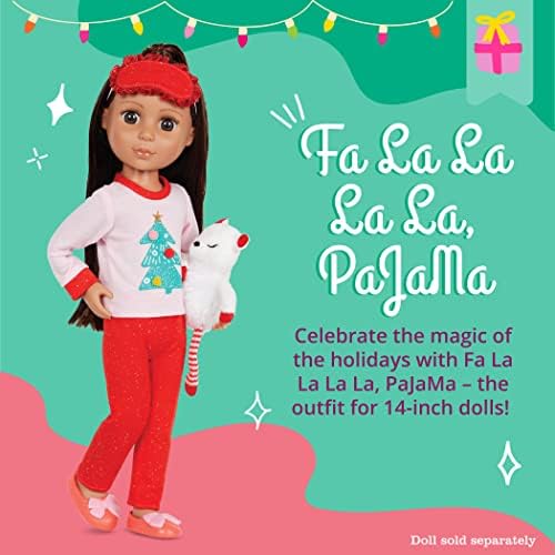 Glitter Girls – 14-Inch Doll Clothes – Festive Christmas Outfit with Slippers – FA LaLaLaLa, Sleepover Pajama
