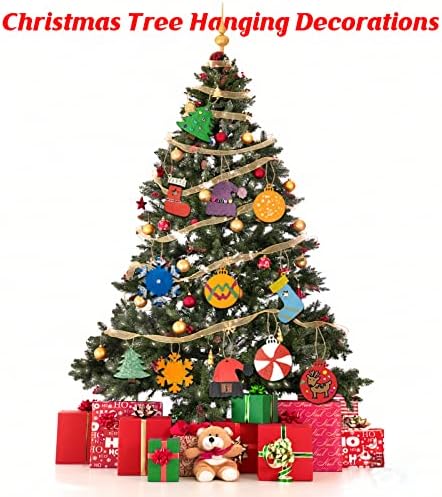 Collabell Christmas Wooden Painting Craft Kit, Paint Your Own Xmas Ornaments, Unfinished Wood Slices Christmas Crafts for Kids Adults, Art and Craft Supplies for Christmas Tree Hanging Decorations