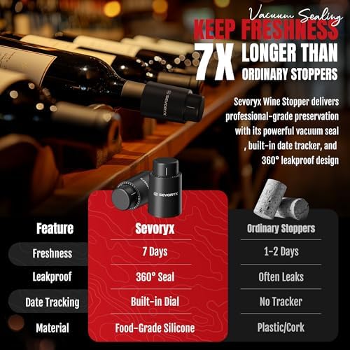 2 Pack Wine Stopper for Bottle, Premium Wine Saver with Built-in Date Tracker, Leakproof Design, Ideal Christmas and Birthday Gift for Wine Lovers.