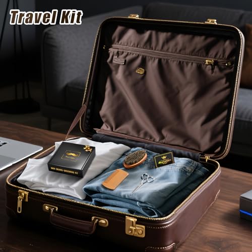 White Elephant Gifts Christmas Stocking Stuffers for Adults Men, Beard Brush Beard Comb for Men Husband Boyfriend Him Dad, Mens Self Care Birthday Valentine's Day Gifts, Grooming Travel kit