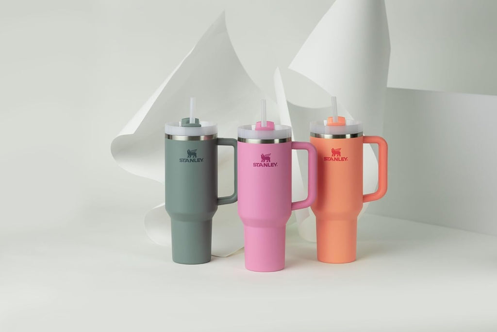 STANLEY Quencher H2.0 Tumbler with Handle and Straw 40 oz | Flowstate 3-Position Lid | Cup Holder Compatible for Travel | Insulated Stainless Steel Cup | BPA-Free | Peony