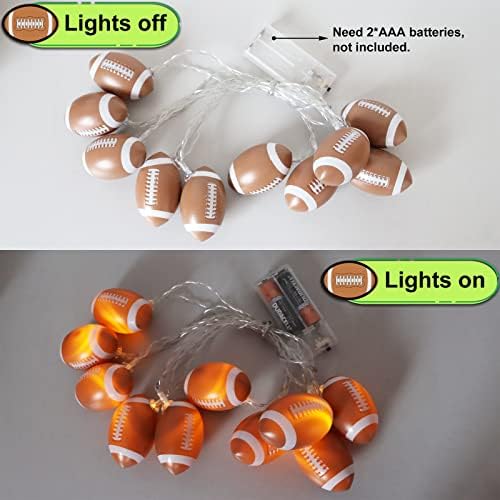 Yayfazy Football Decor String Lights, 6.5ft 10LED Light Up Football Decorations Battery Operated for Sports Theme Party, Christmas Fall Football Ornaments, Birthday Gifts for Boys, Son, Grandson