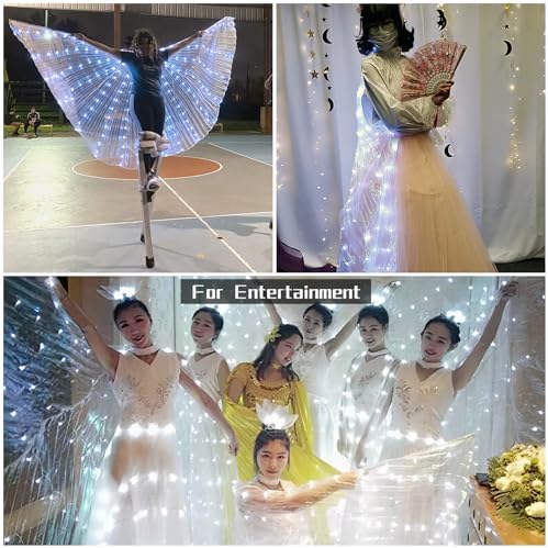 LED Butterfly Wings Light Up Fairy Wings Luminous Butterfly Costumes for Halloween, Christmas and Belly Dance