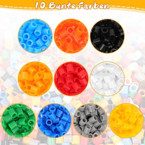Homgaty 10mm Large Fuse Beads Kit 1000 pcs XL, 10 Colors Patterns Home School Arts and Crafts, Melting Beads for Adult Crafts Set as Christmas Birthday Gifts for Adult