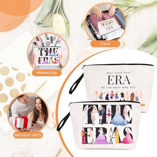 2 PCS Music Lover Makeup Bag, Singer Makeup Bags, Waterproof Travel Cosmetic Organizer with Double Sided Print, Large Capacity, Gift for Women Friends TS Fans Birthday Christmas