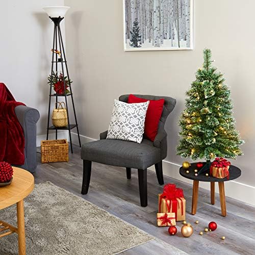 Nearly Natural 3ft. Wisconsin Slim Snow Tip Pine Artificial Christmas Tree with 50 Clear LED Lights