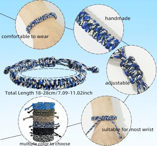 12 pcs Braided Friendship Bracelets for Teen Boys Adjustable Paracord Bracelets Handmade Goody Bag Stuffers Easter Basket Filler Tween Teenager Birthday Christmas Camping Party Favors