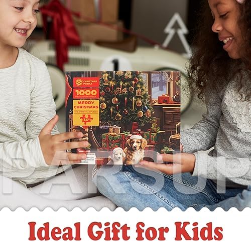 Christmas Jigsaw with 1:1 Reference Poster, 27.5 x 19.7 inches, Holiday Puzzles for Adults Family Activity - 1000 Pieces Puzzles, Educational Games Gift for Elders Children Family, Friends (Fireplace)