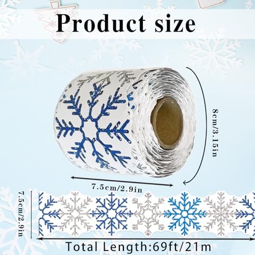 69 Feet Winter Snowflake Themed Bulletin Board Border, Christmas Snowflake Pattern Borders Trim Border Stickers Winters Classroom Decoration Strip Winter Christmas Classroom Blackboard Wall Decoration