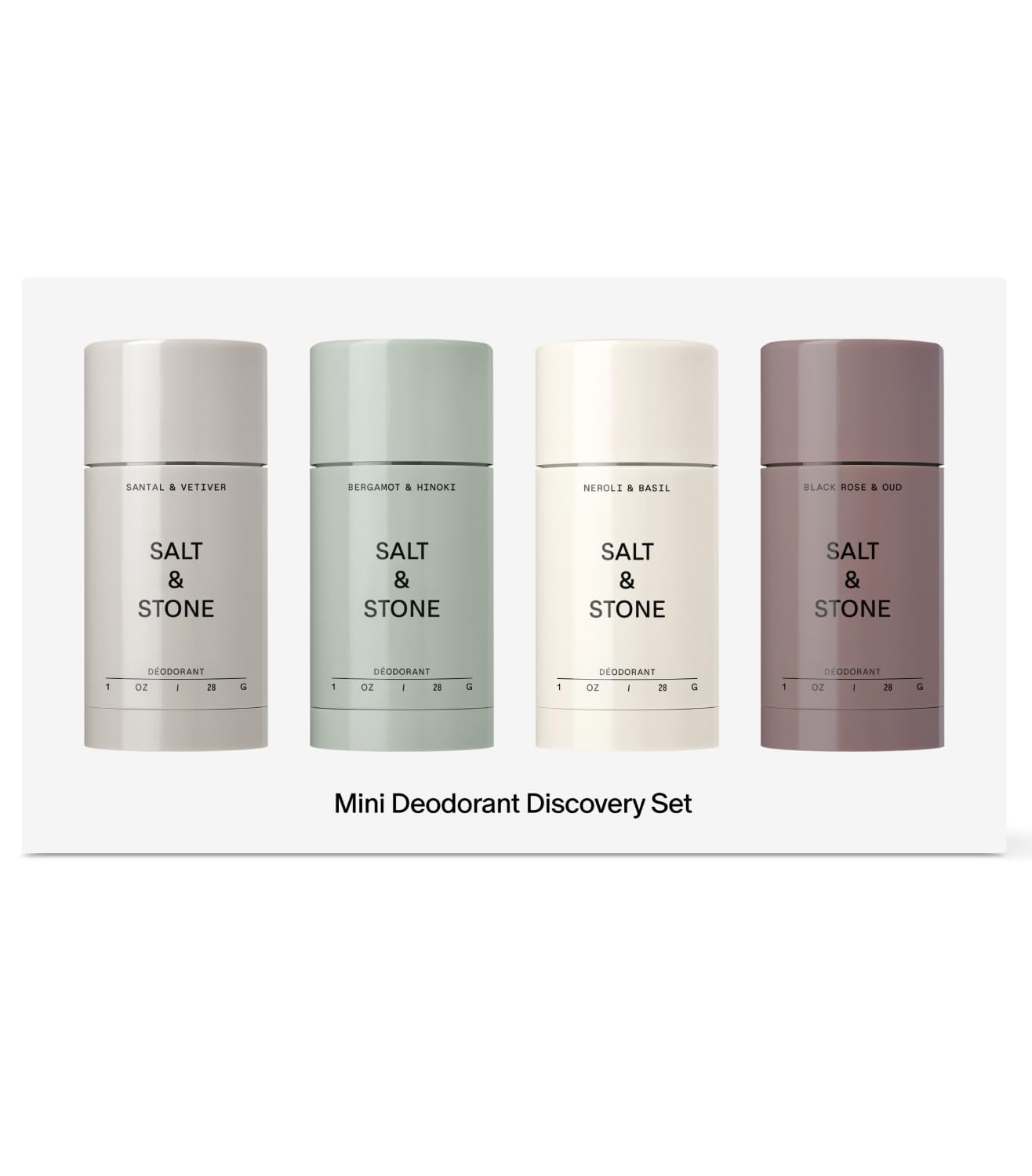 Salt & Stone Aluminum Free Deodorant | Extra Strength 48 Hour Protection for Women & Men | Made with Seaweed Extracts, Niacinamide & Prebiotics | Mini Deodorant Discovery Set