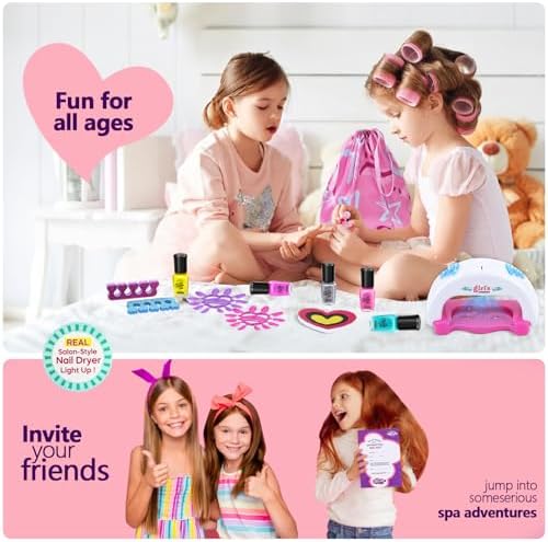 Kids Spa Kit for Girls Toy - Nail Polish Set for Girls Gifts 7-12 - Foot Spa Day Girl for Manicures Pedicure - Nail Art Salon Kit Christmas Birthday Gift for 6 7 8 9 10-12 Years Old (Kids Edition)