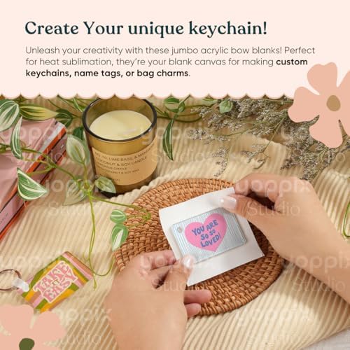 90 Pcs Sublimation Acrylic Keychain Blanks, with 30 Fixing Clips and 30 Key Rings for Heat Transfer Keychain Bag Decor Pet Necklace Christmas Tree Decor, Home Gift Crafts Supplies
