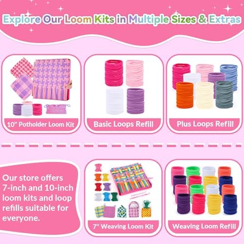 Pro 10 Inch Potholder Loom Kit for Kids & Beginners, Large Weaving Loom Crafts for Girls Age 6-12 Year Old & Adults, Gift Ideas for Birthday & Christmas, 112 Delicate Loops to Make 2 Pot Holders