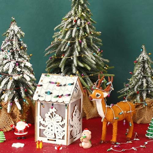 Jansun 32.8 Feet Dollhouse Fake Lights String, Miniatures Dollhouse Christmas Lights String Decorations for Doll House Miniature Furniture Crafts Accessories Christmas Holiday Wedding Party Decor