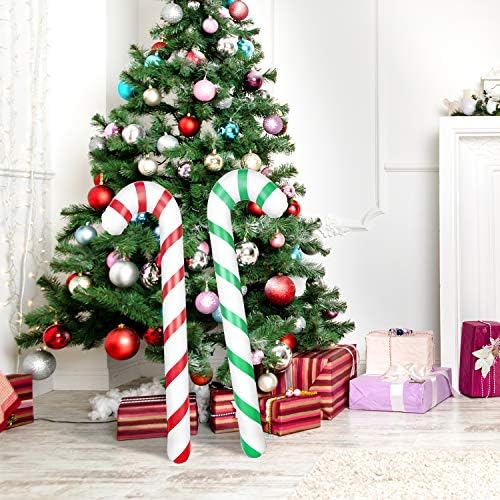 ASTARON 8 Pack 35" Inflatable Christmas Candy Canes for Christmas Decorations, Jumbo Candy Canes for Outdoor Holiday Decorations, Christmas Party Decorations Supplies