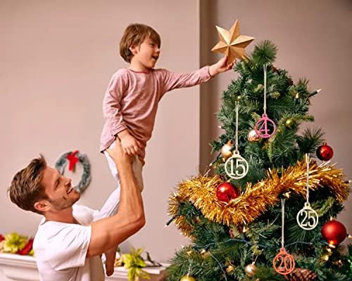 yueton 50PCS 1-25 Wooden Numbers Ornaments, Unfinished Number Wood Pieces Wood Slices Wood Chips, Wooden Gift Tags, for Birthday, Wedding, Halloween, Christmas, Thanksgiving, Advent, New Year