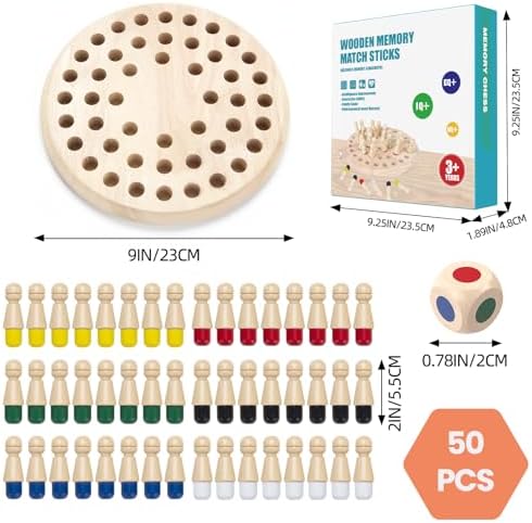 Wooden Memory Chess Matching Game: Large Family Board Games for Kids and Adults, Montessori Preschool Learning Educational Toy, Birthday Gift for Age 3 4 5 6 7 8+ Boy Girl, Christmas Stocking Stuffers