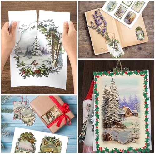 Watersay 20 Pcs Decoupage Paper Pack - 8.3"x11.2" Christmas Winter Landscapes for Decoupage, Craft and Scrapbooking