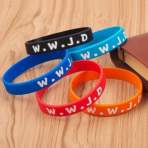 WWJD Rubber Bracelets Colorful What Would Jesus Do Silicone Wristbands for Men Women Party Favors Christian Jesus wwjd Inspirational Bracelet Motivational Bracelet Christmas Gifts Church