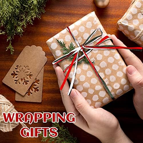 2 Rolls Christmas Raffia - 524 Ft Colored Matte Raffia Paper Ribbon Packing Twine for Craft Gift Wrapping DIY Crafts Holiday Decoration