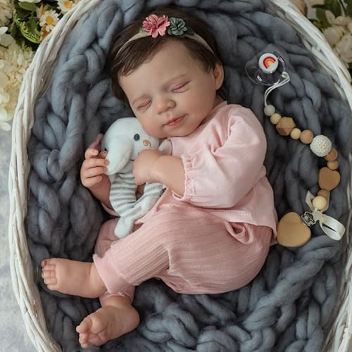 WOOROY Realistic Reborn Baby Dolls -18inch Lifelike Newborn Silicone Baby Girl with Full Body Vinyl,Christmas Birthday Gift with Accessories for Age 3+