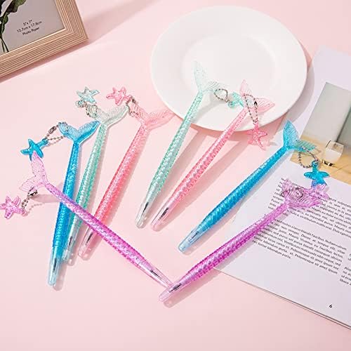 YYaaloa 12pcs Cute Mermaid Novelty Gel Ink Writing Pens 0.5 mm Black Ink Fun Kawaii Pens Bulk for Kids Office School Supplies Birthday Baby Shower Christmas Gift (12)