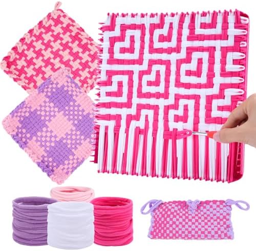 Pro 10 Inch Potholder Loom Kit for Kids & Beginners, Large Weaving Loom Crafts for Girls Age 6-12 Year Old & Adults, Gift Ideas for Birthday & Christmas, 112 Delicate Loops to Make 2 Pot Holders