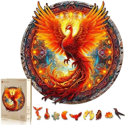 KAAYEE Wooden Jigsaw Puzzles-Wooden Puzzle for Adult Unique Shape Advanced Phoenix Wood Puzzle Adults, Fathers Mother Gifts Christmas Family Puzzles 8.5 * 7.9in 100pcs