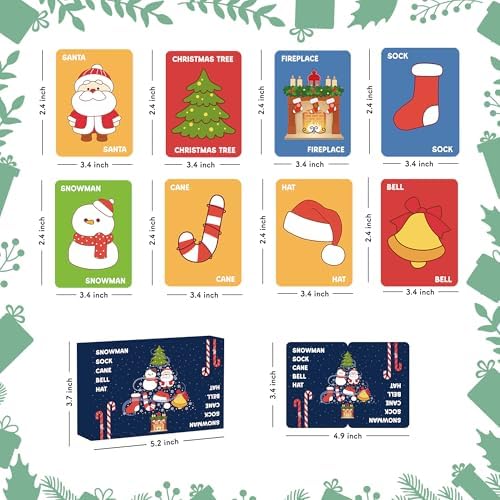 OHOME Stocking Stuffers - Christmas Card Game Snowman Sock Cane Bell Hat for Family Kids Adults Teens Games - Wildly Entertaining & Easy to Learn - 2-8 Players