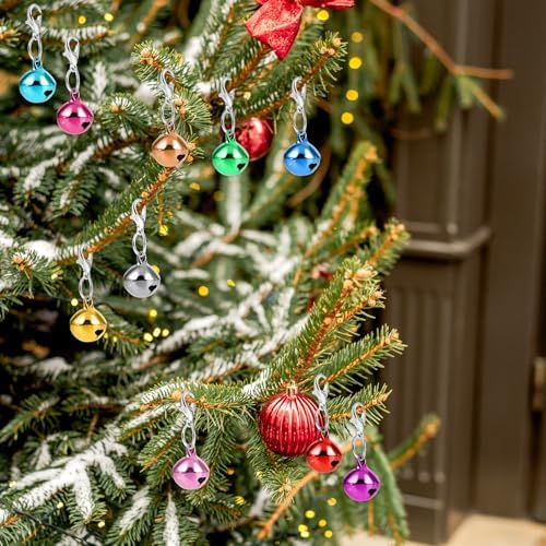 10 pcs Pet Bells for Dog Cat Collar, Metal Round Collar Charms Loud Crisp Sound with Clasps, Kitten Small Animal Pendant Accessories, Christmas Decoration Jingle Bell(Colourful)