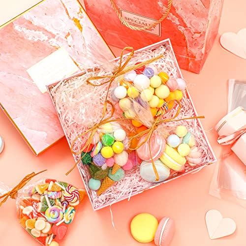 Tudomro 200 Pcs Clear Flat Cellophane Soap Bags for Packaging 4.9'' x 7.9'' Small Mini Soap Cookie Candy Wrappers Bags with Raffia Rope for Wedding Christmas Craft Gift Birthday Party Favor Supplies