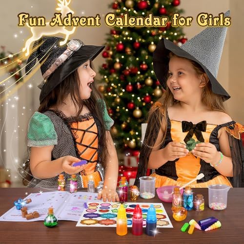 Advent Calendar 2025 for Girls - 24 Days Magic DIY Potion Kit Christmas Countdown Calendar, Halloween Gifts Arts and Crafts Stocking Stuffers Activities Toys for Kids Girl