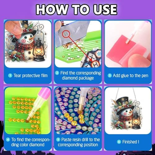 WUDWL Decor for Home Diamonds Art kit Hanging Decorations, Christmas Snowman Suncatchers Diamonds Painting Kit for Adult Gift DIY 5D Diamonds Dots, Special Crystal Diamond 8x8 inch