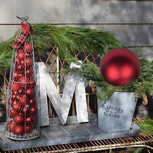 Christmas Ornaments Balls 7.1" Large Christmas Decorations Xmas Tree Shatterproof Big Red Christmas Ball Ornaments with Hanging Loop for Wedding Holiday Halloween Party Indoor Outdoor Decor