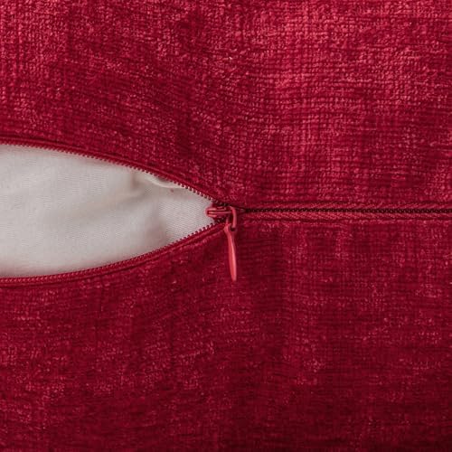 Woaboy Pack of 2 Red Pillow Covers 20x20 Inch Christmas Soft Chenille Couch Throw Pillows Solid Color Cushion Covers Home Decoration for Spring Sofa Living Room