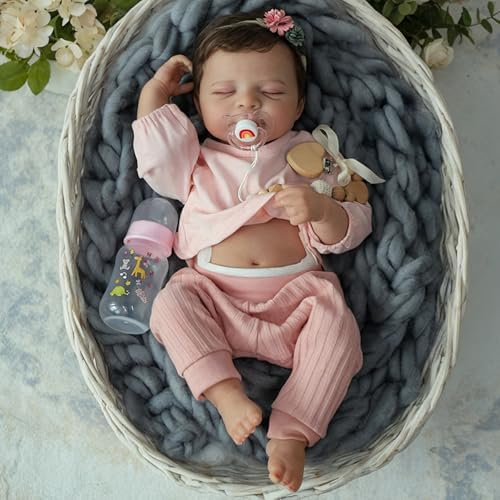 WOOROY Realistic Reborn Baby Dolls -18inch Lifelike Newborn Silicone Baby Girl with Full Body Vinyl,Christmas Birthday Gift with Accessories for Age 3+