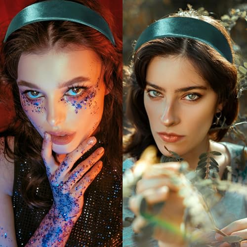 1.5 Inch Dark Green Headband for Women Non Slip, Satin Slik Headband Fashion Plain DIY Head Band Wide Hair Band for Girls Gift Holiday Hair Accessories Christmas