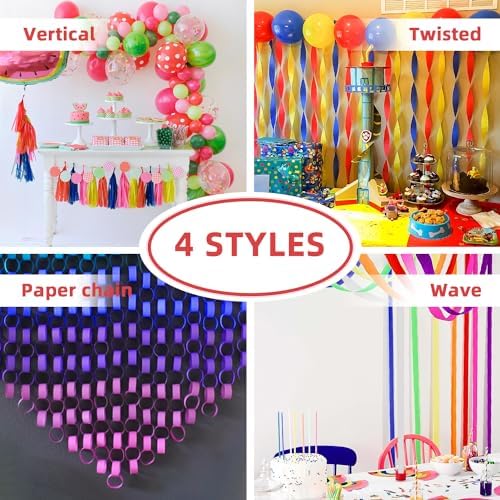 6 Rolls Rainbow Party Streamers Crepe Paper, Rainbow Party Decorations for Christmas Birthday Wedding Bachelorette Bridal Baby Shower Pride Party Candyland Backdrop DIY Supplies Art Crafts
