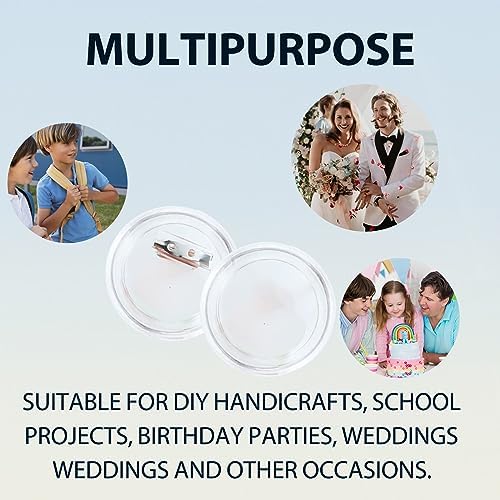 20 Pack Clear Button Pins 1.5 inch DIY Button Pins Kit Make Your Own Acrylic Buttons with Sublimation Maker Set for for Christmas Craft Supplies DIY Badges School Projects