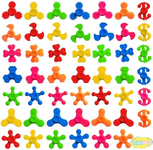 100 Pack Mini Fidget Spinner Toys,Stress Relief Sensory Toys,Birthday Party Favors Gifts for Kids Teens Adults,Christmas Stocking Goodie Bag Stuffers,Treasure Box Toys for Classroom Prizes Supplies