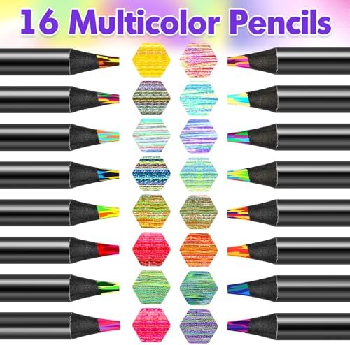 16 Pcs Rainbow Colored Pencils, Art Supplies Stocking Stuffers for Kids, Creative Teens Gifts Trendy Stuff for Girls Age 5-12, Great Party Favors Gift for Birthday/ Valentine's Day/ Easter/ Christmas