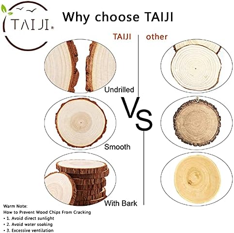 16 Pcs 3.5"-4" Unfinished Natural Wood Slices Circles with Bark for Coasters DIY Crafts Christmas Ornaments Rustic Wedding Decorations Centerpiece