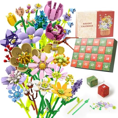 2025 Advent Calendar BIG Flower Christmas Building Blocks Gifts for Adult Countdown Advent Calendar Christmas Decoration