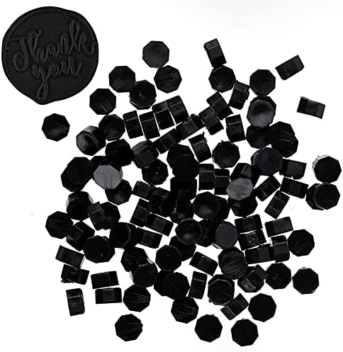 102 Pieces Octagon Wax Seal Beads, Premium Black Sealing Wax Beads for Letters and Certificates, Valentine’s Day Cards, Wedding Invitations, Wine Package, Gift Wrapping, Christmas Card