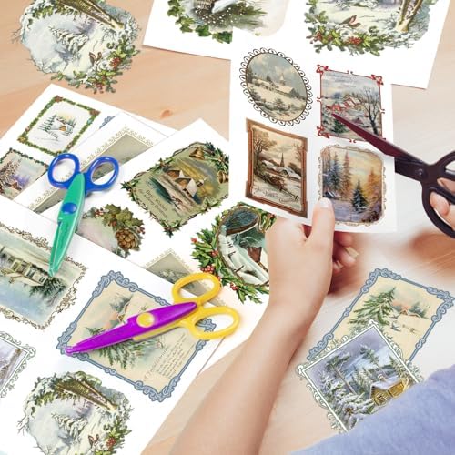 Watersay 20 Pcs Decoupage Paper Pack - 8.3"x11.2" Christmas Winter Landscapes for Decoupage, Craft and Scrapbooking