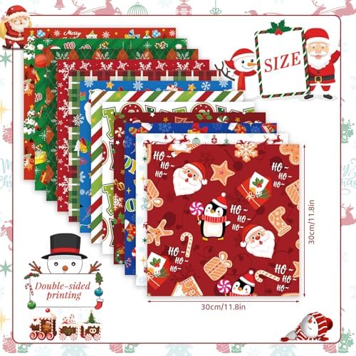 Konsait 24 Sheets Christmas Scrapbook Paper 12x12 Double Sided Christmas Pattern Paper Sheets Xmas Decorative Papers Xmas Cardstock Pad Craft Papers for Card Making Scrapbook Supplies