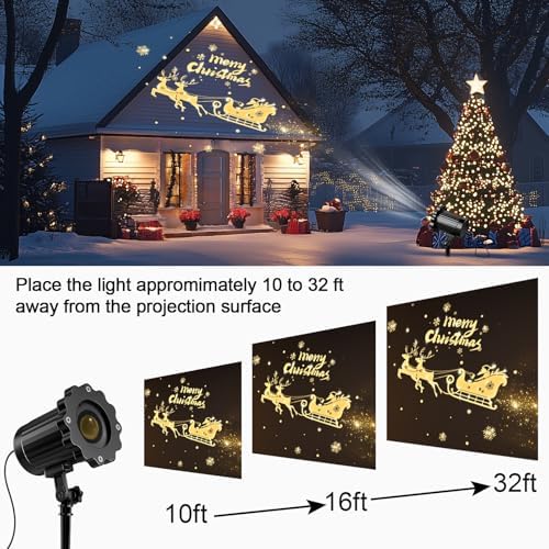 3D Dynamic Christmas Projector Lights Outdoor Indoor-2025 Upgrade Santa in Sleigh Christmas Decorations,Waterproof Holiday Projector Lights for Window Ground Roof Wall Yard Xmas Decor